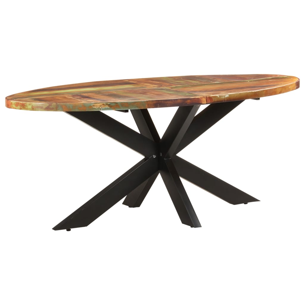 Table à manger ovale 200x100x75 cm en bois massif de récupération