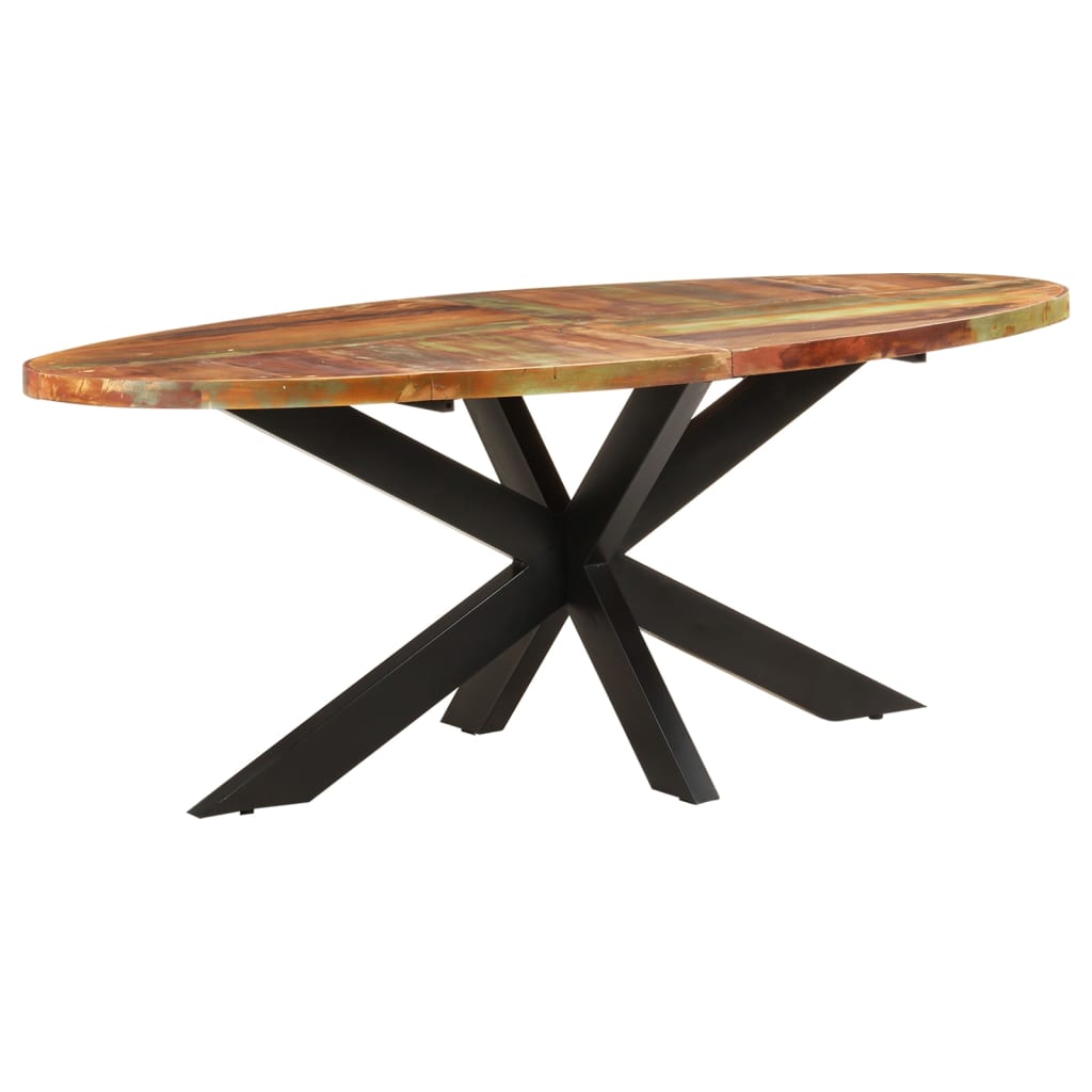 Table à manger ovale 200x100x75 cm en bois massif de récupération