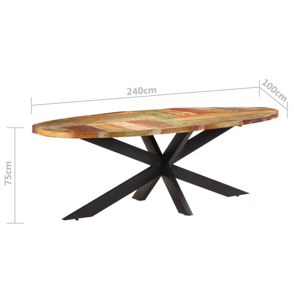Dining table 240x100x75 cm solid reclaimed wood