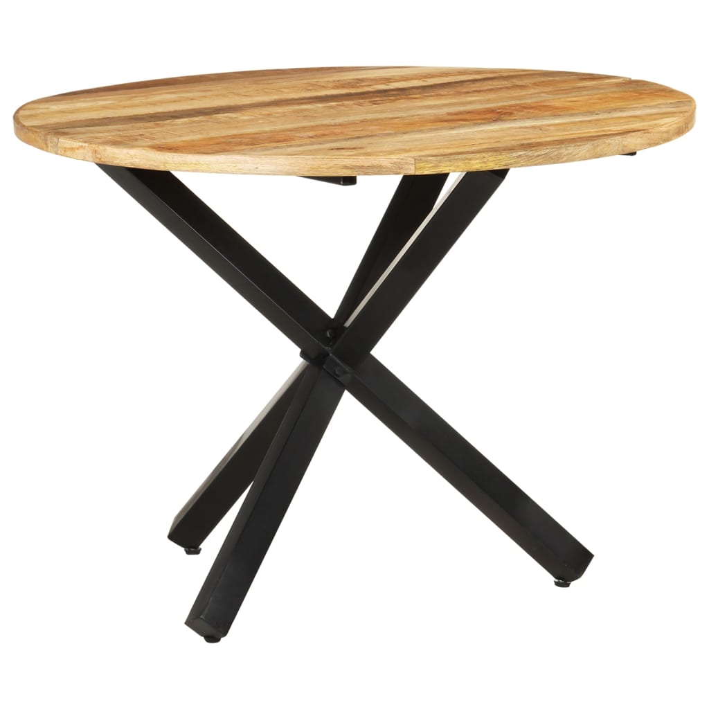 Table à manger ronde 100x100x75 cm en bois de manguier brut