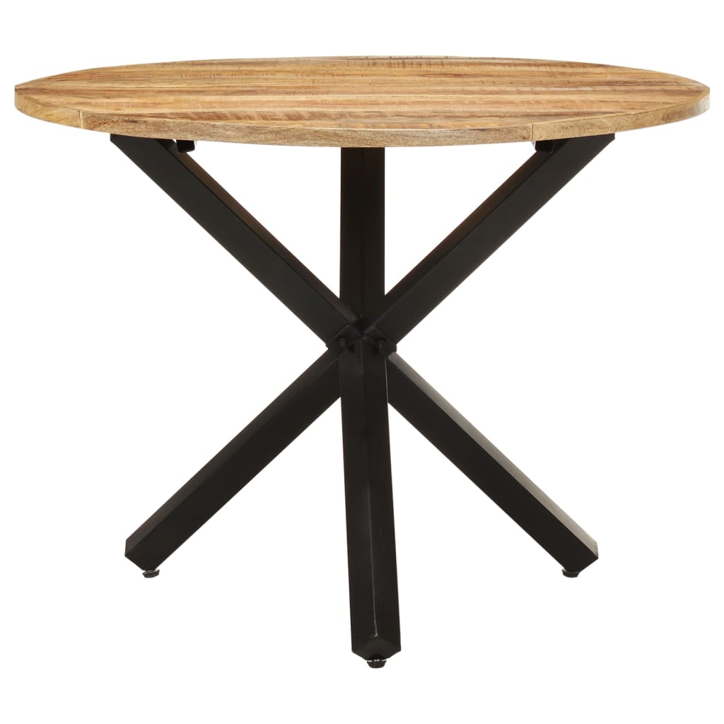 Table à manger ronde 100x100x75 cm en bois de manguier brut
