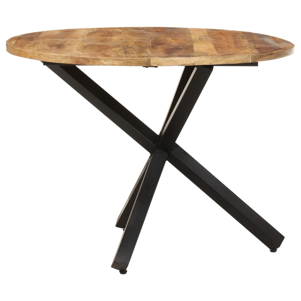 Table à manger ronde 100x100x75 cm en bois de manguier brut