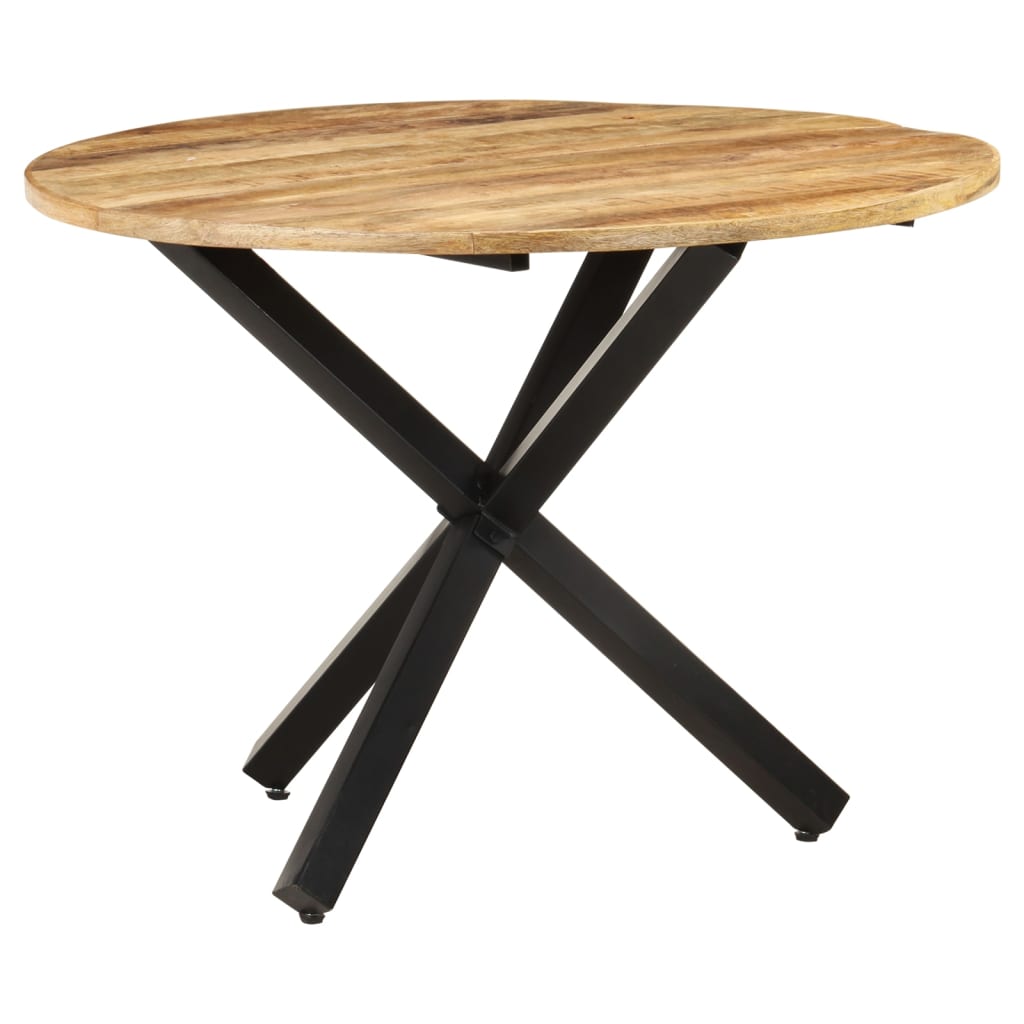 Table à manger ronde 100x100x75 cm en bois de manguier brut