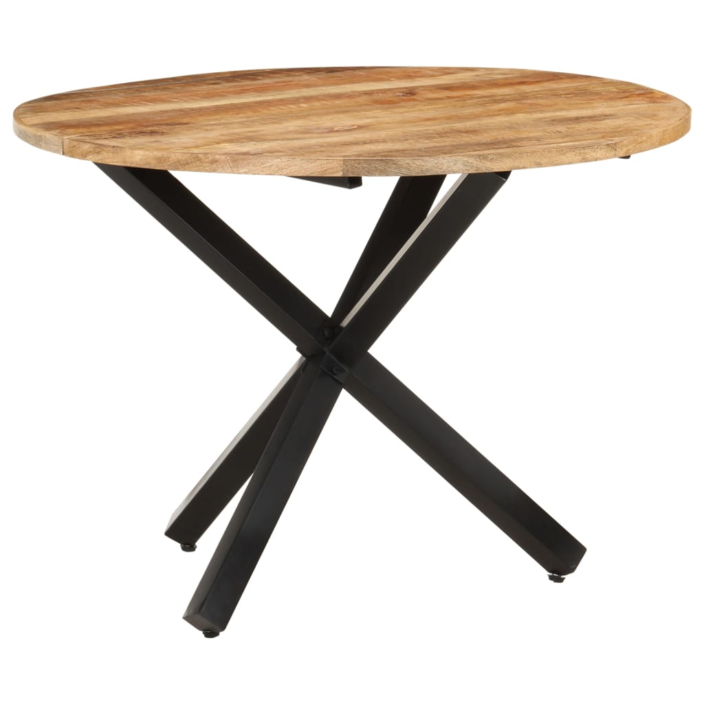 Table à manger ronde 100x100x75 cm en bois de manguier brut