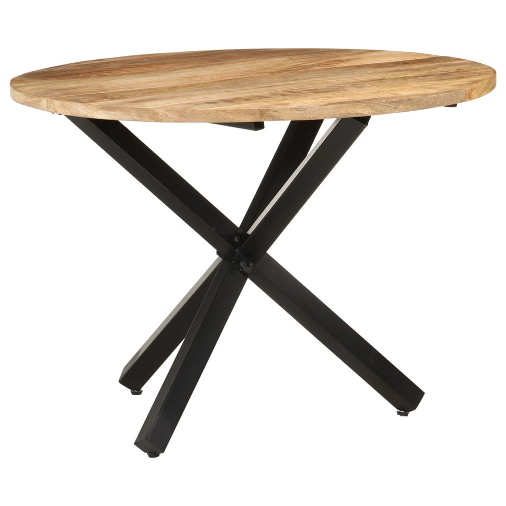 Table à manger ronde 100x100x75 cm en bois de manguier brut