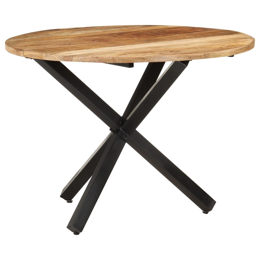 Table à manger ronde 100x100x75 cm en bois de manguier brut