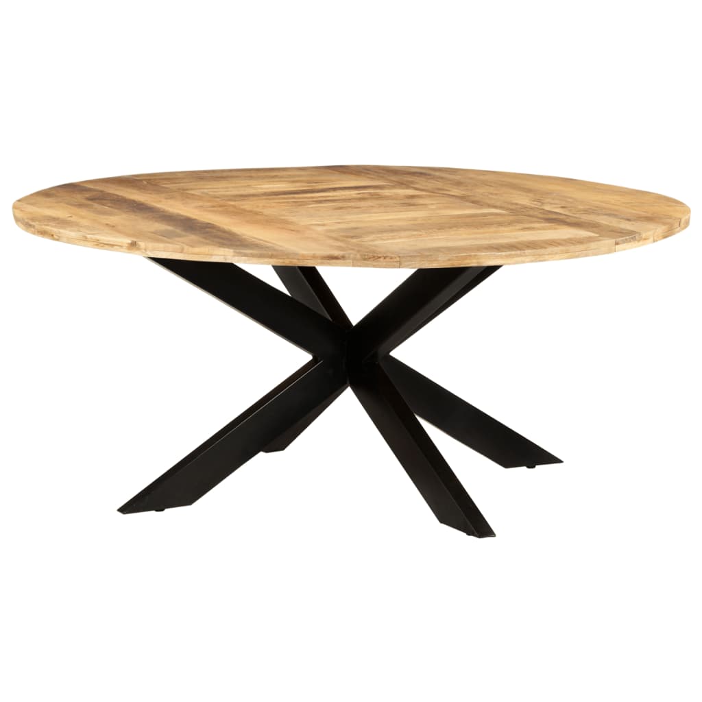 Table à manger ronde 175x75 cm en bois de manguier brut