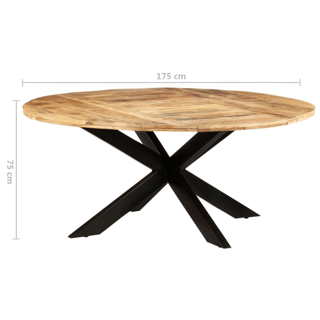 Table à manger ronde 175x75 cm en bois de manguier brut