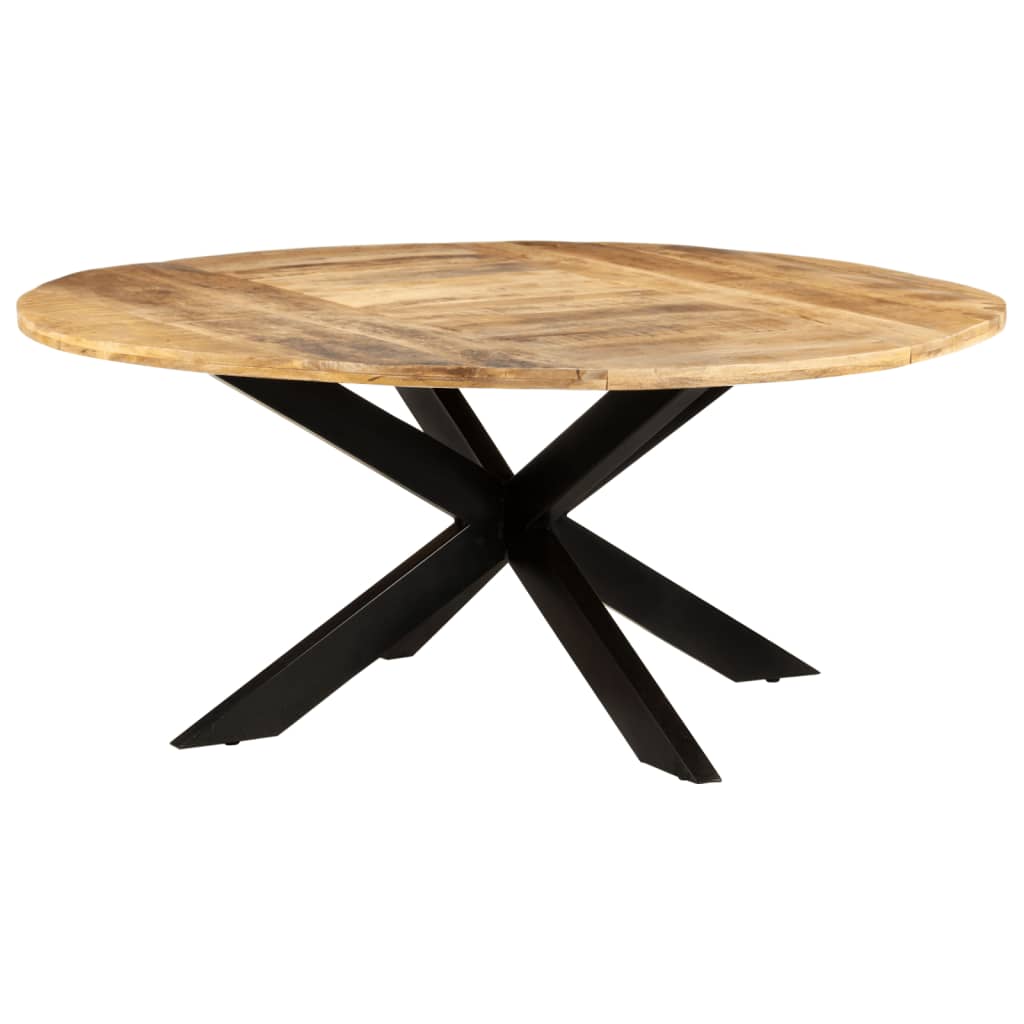 Table à manger ronde 175x75 cm en bois de manguier brut