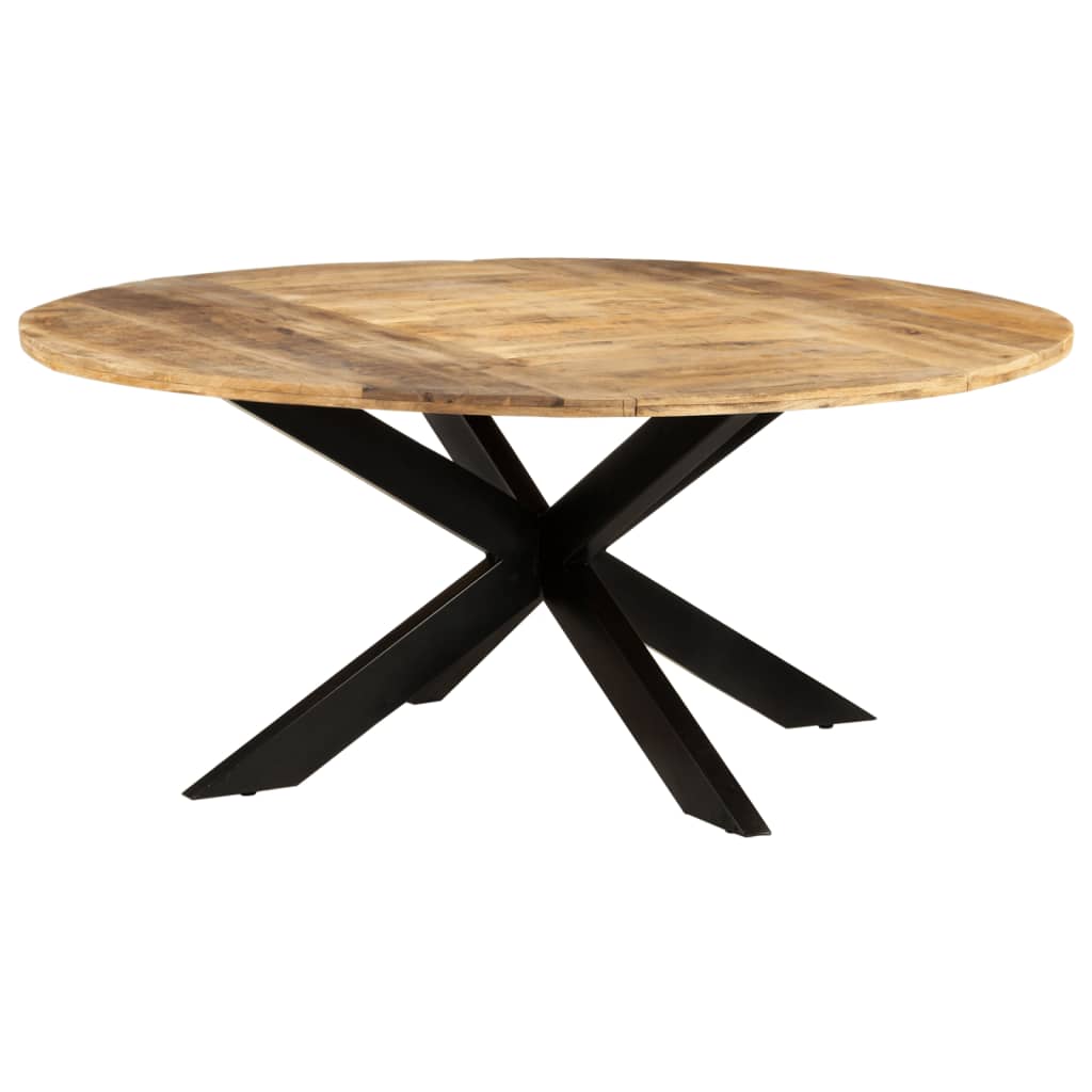 Table à manger ronde 175x75 cm en bois de manguier brut