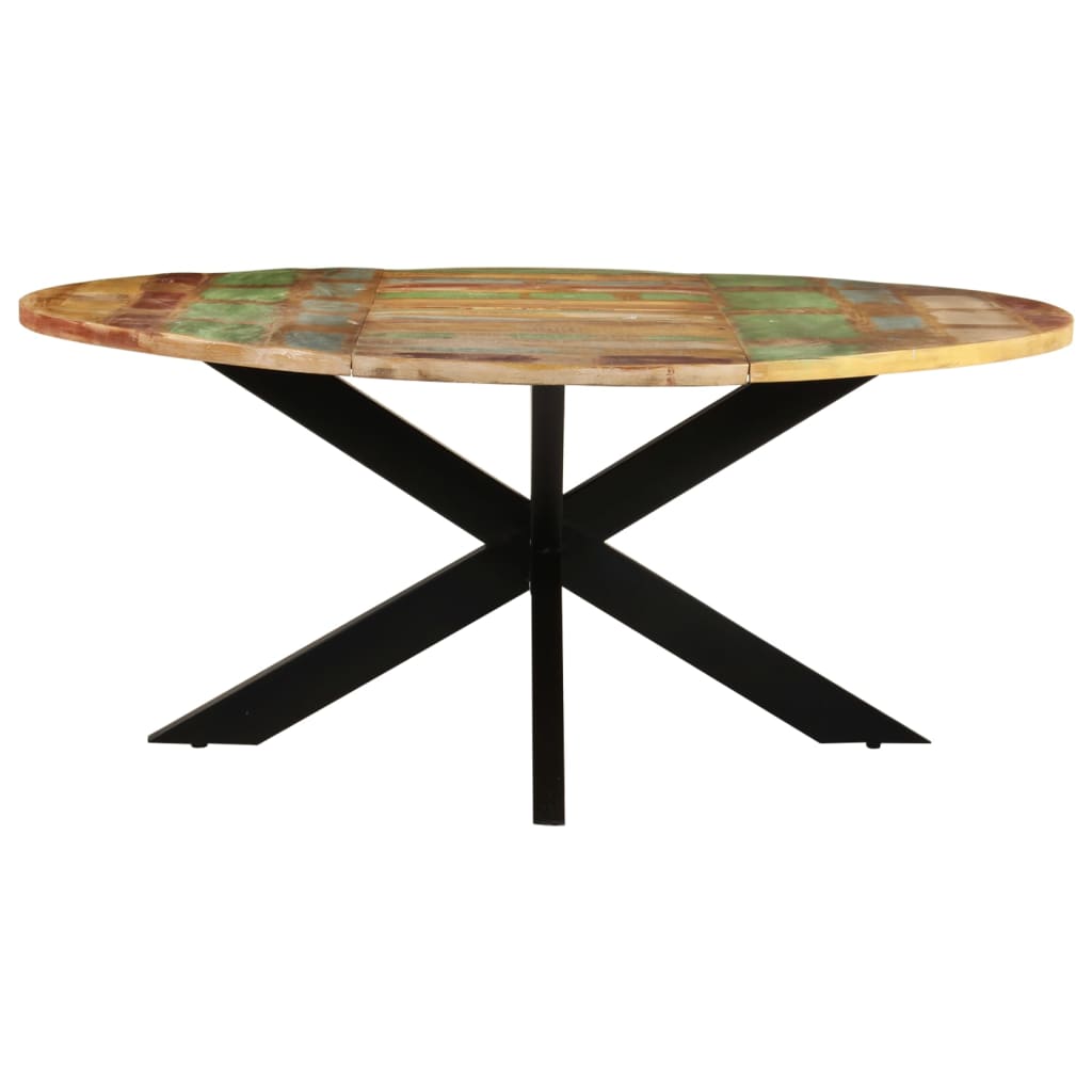 Table à manger ronde 175x75 cm en bois massif de récupération