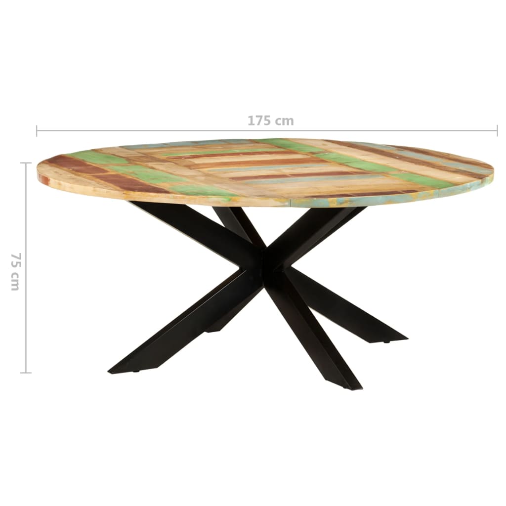 Table à manger ronde 175x75 cm en bois massif de récupération