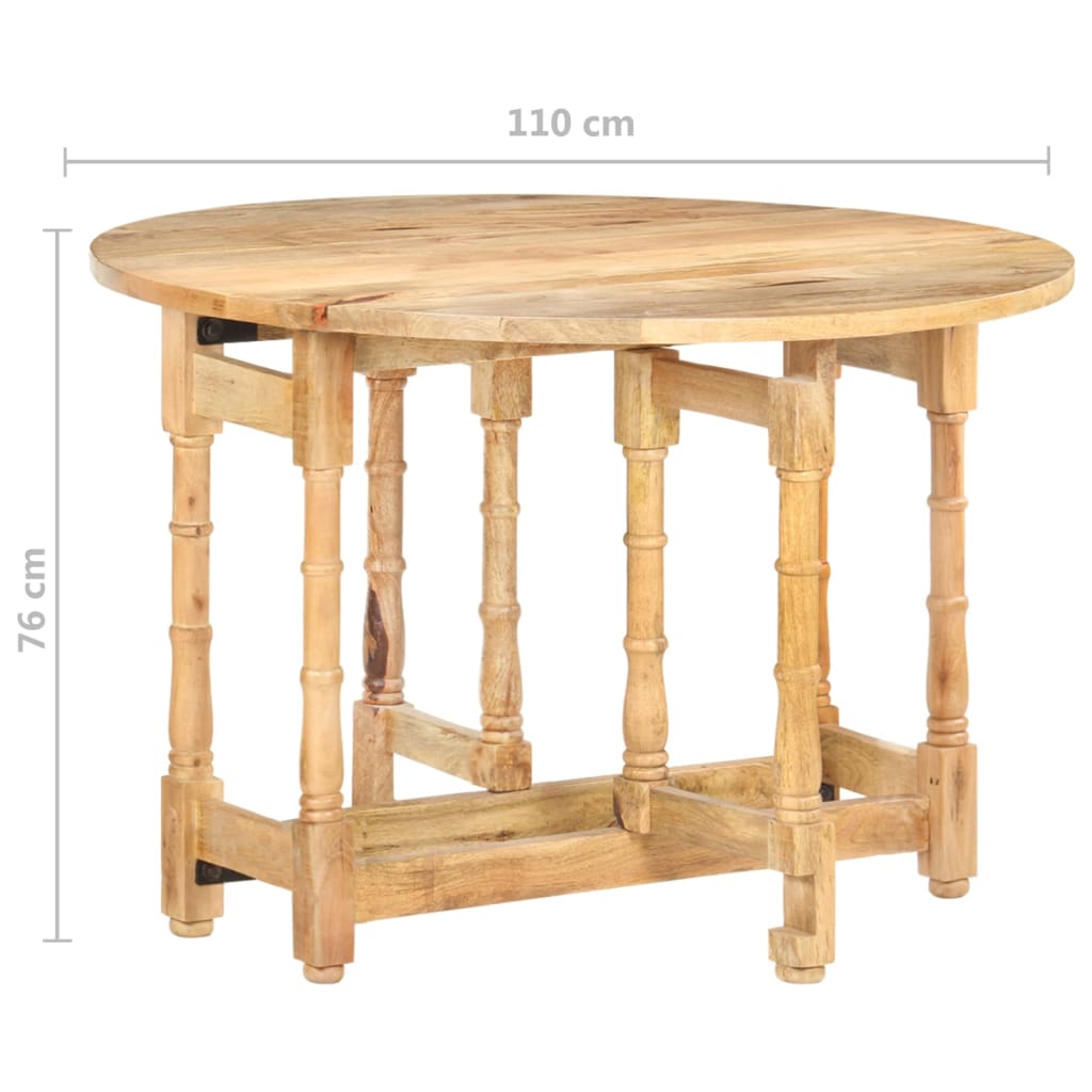 Table à manger ronde 110x76 cm en bois de manguier massif