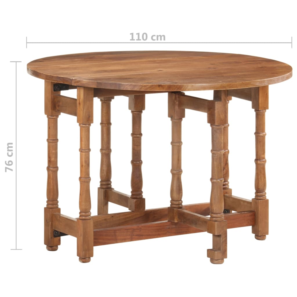 Table à manger ronde 110x76 cm en bois de manguier massif