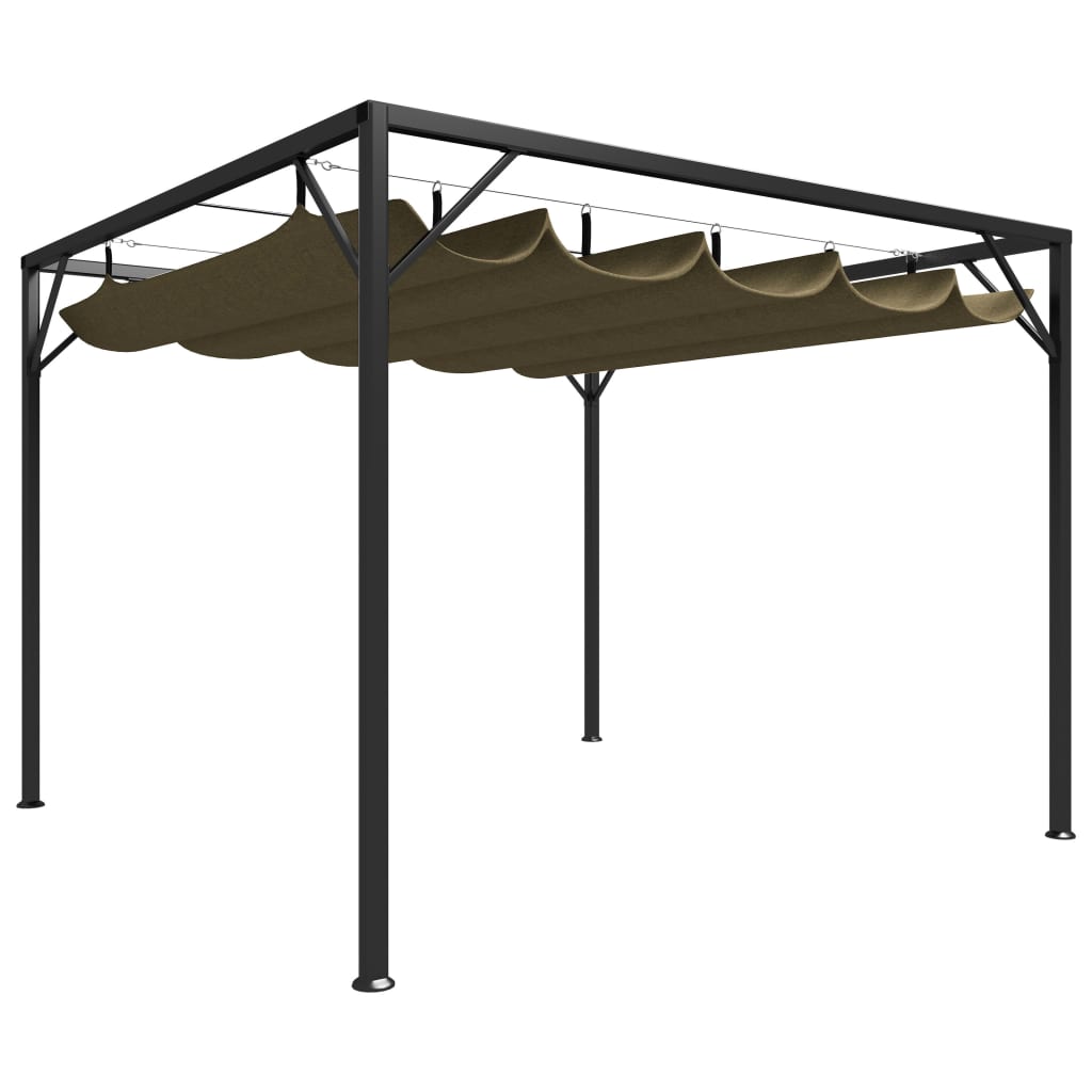 Garden gazebo with extendable roof 3x3 m taupe 180 g/m²