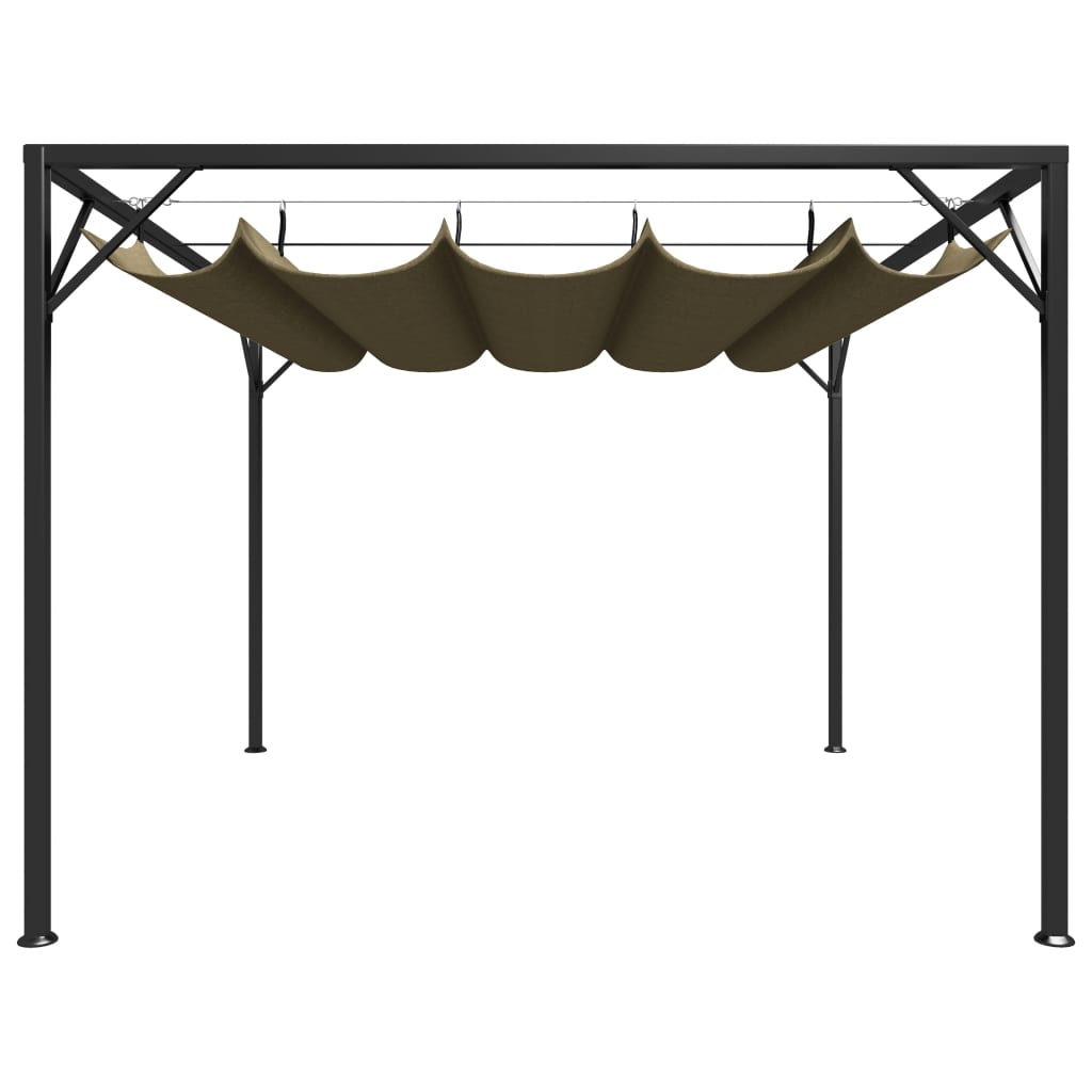 Garden gazebo with extendable roof 3x3 m taupe 180 g/m²