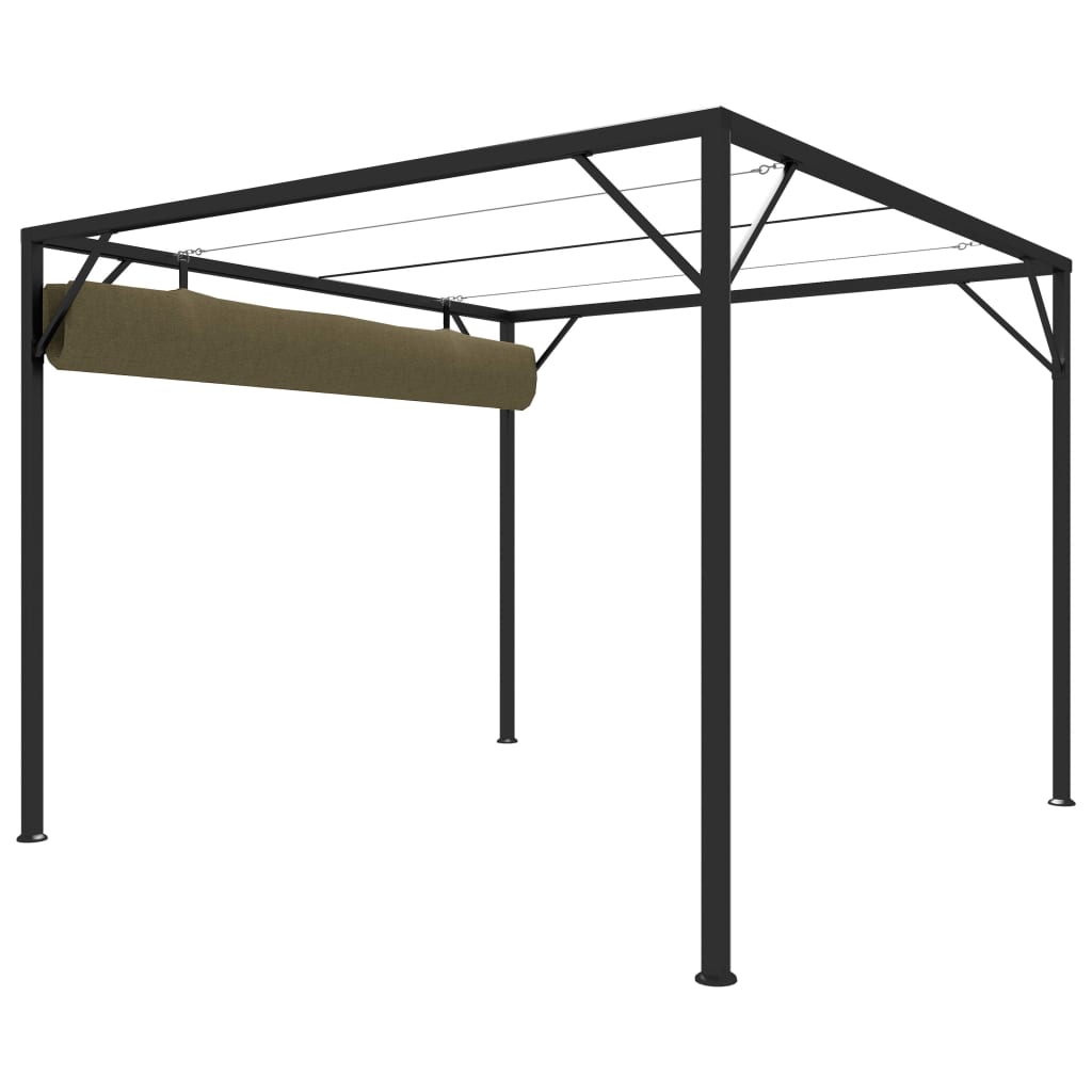Garden gazebo with extendable roof 3x3 m taupe 180 g/m²