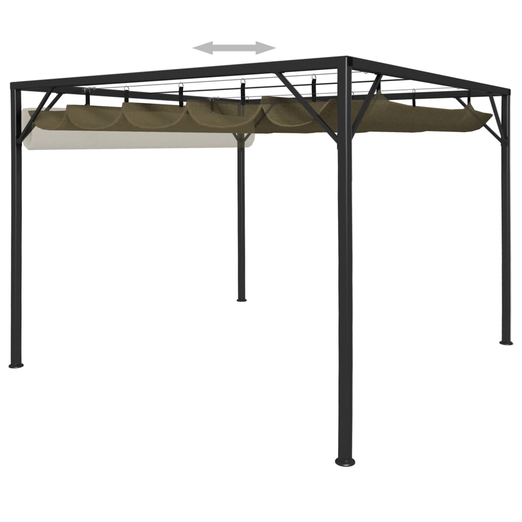 Garden gazebo with extendable roof 3x3 m taupe 180 g/m²