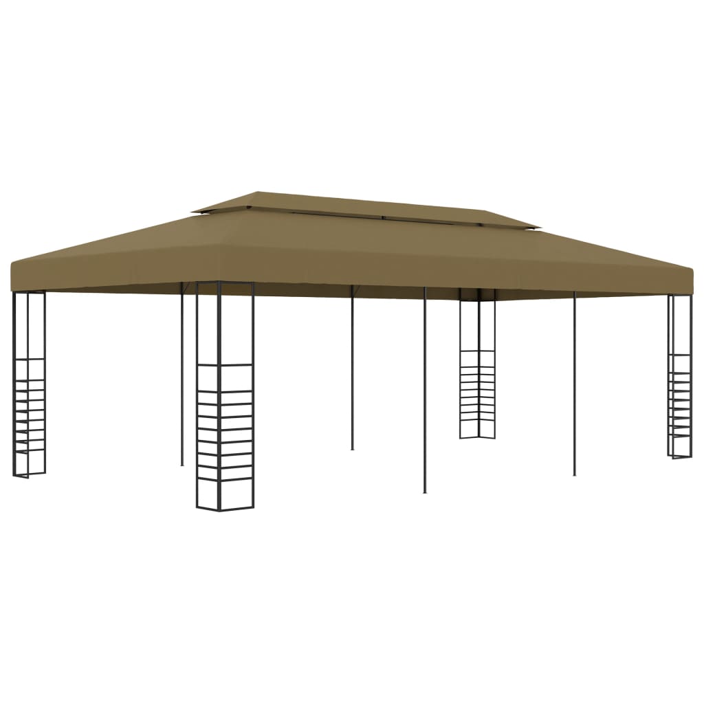 Garden pavilion 6x3x2.7 m taupe 180 g/m²