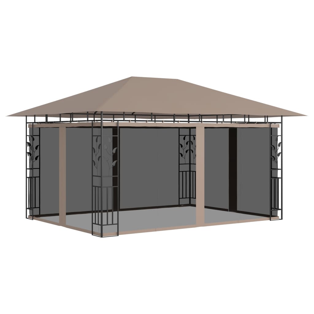 Tonnelle avec moustiquaire 4x3x2,73 m Taupe 180 g/m²