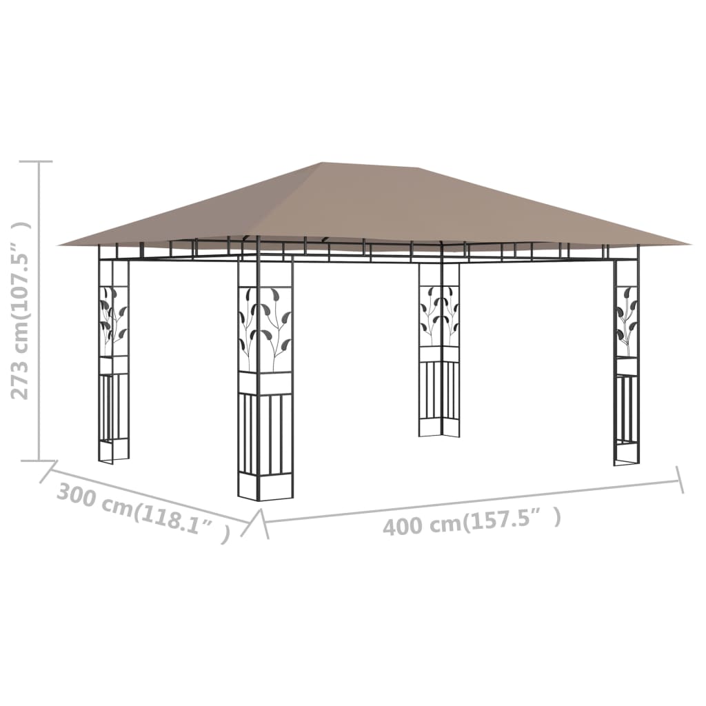 Tonnelle avec moustiquaire 4x3x2,73 m Taupe 180 g/m²