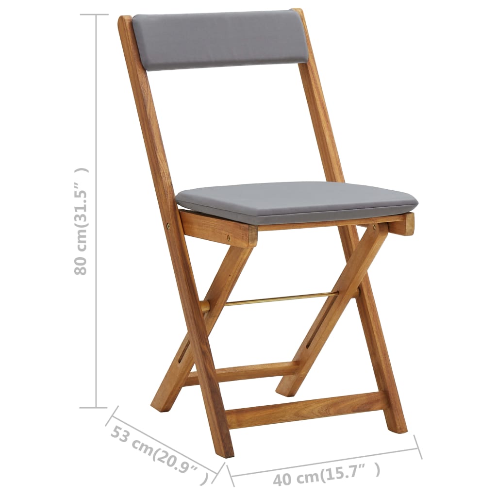 Gartenmöbel Sets | Faltbar 2 pcs Dunkelgraue Kissen Warmes Holz