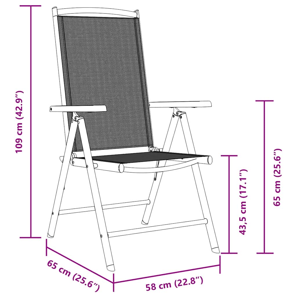 Klappstühle, 6 Stück, Textilene, Schwarz
