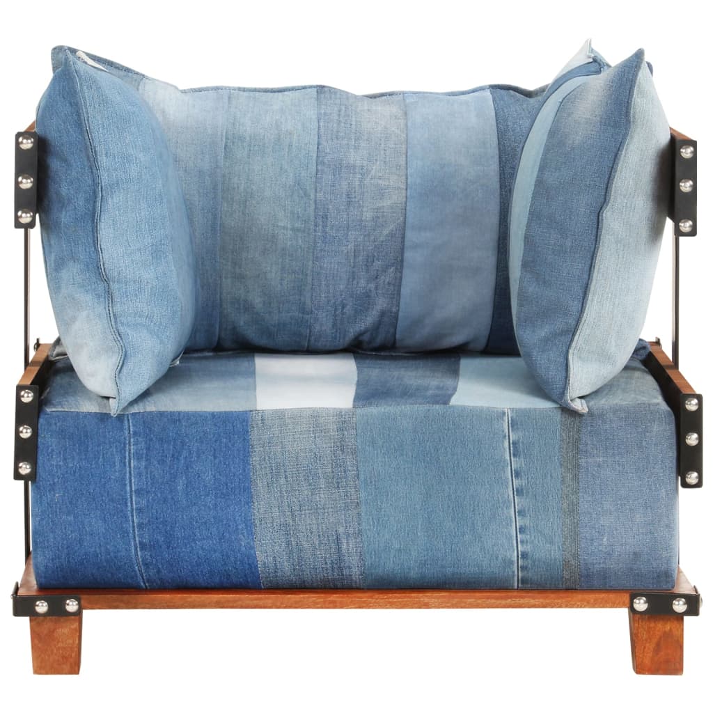 Sessel 80x67x62 cm Jeansstoff und Mango-Massivholz