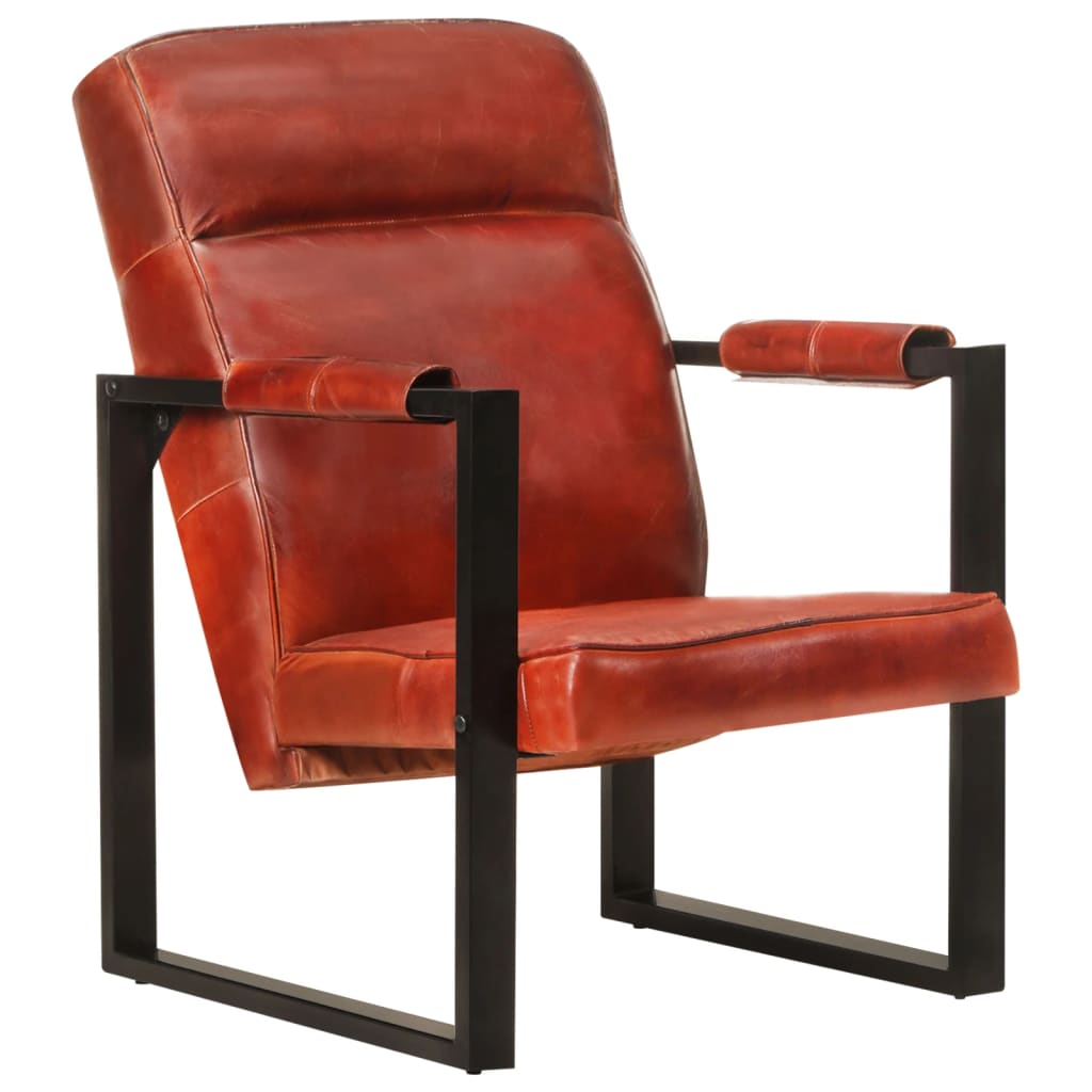 Sessel 60x75x90 cm Dunkelbraun Echtes Ziegenleder