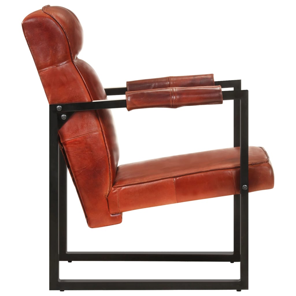 Sessel 60x75x90 cm Dunkelbraun Echtes Ziegenleder