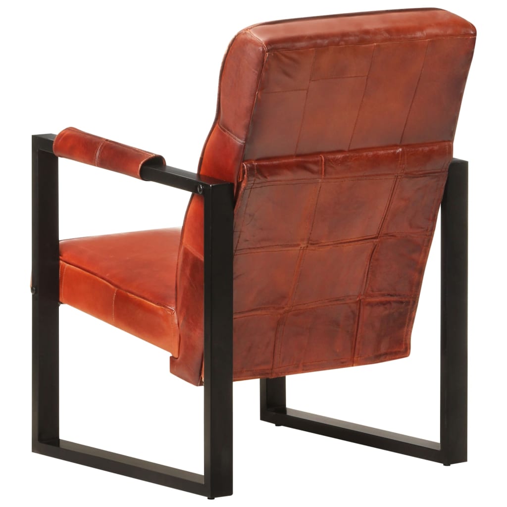 Sessel 60x75x90 cm Dunkelbraun Echtes Ziegenleder