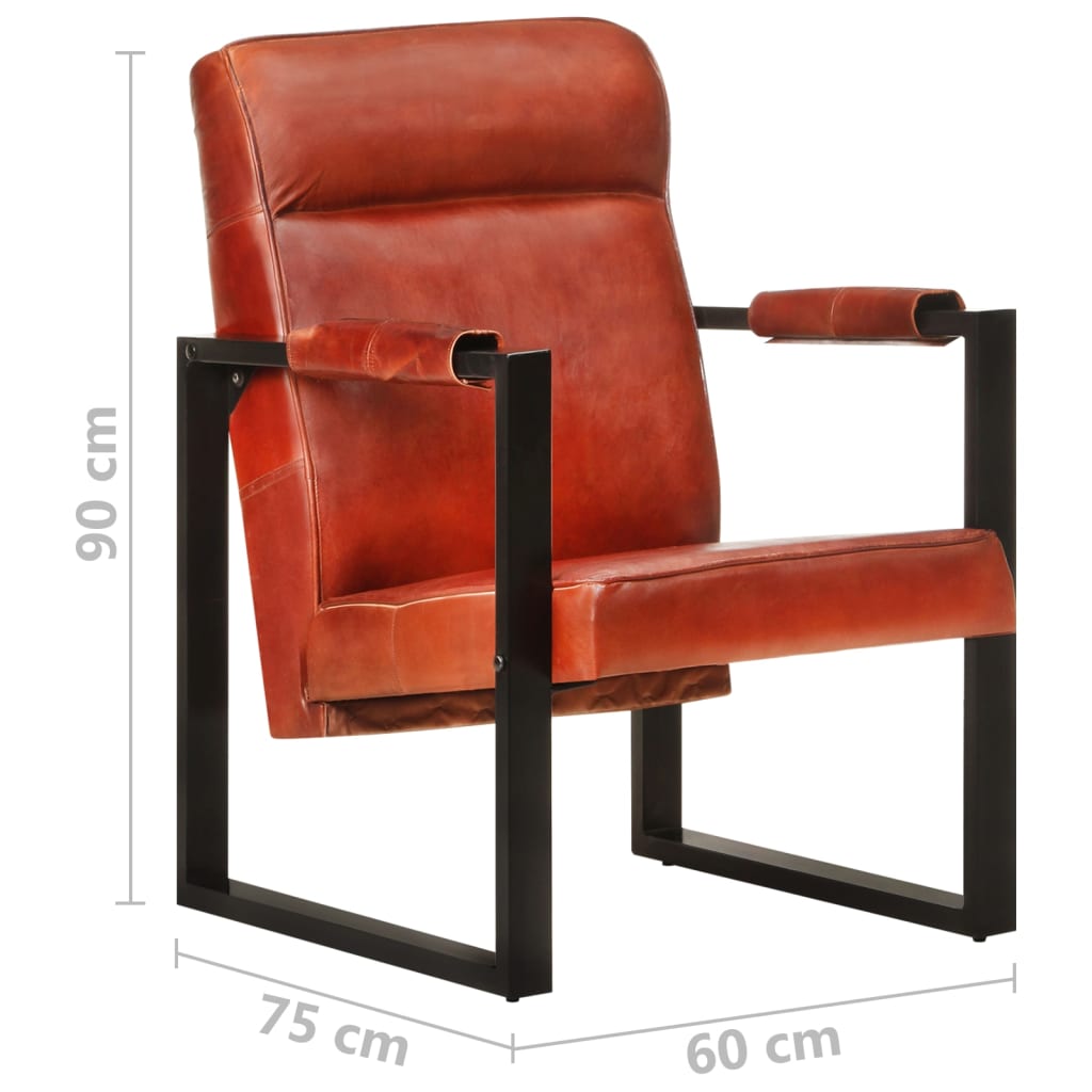 Sessel 60x75x90 cm Dunkelbraun Echtes Ziegenleder