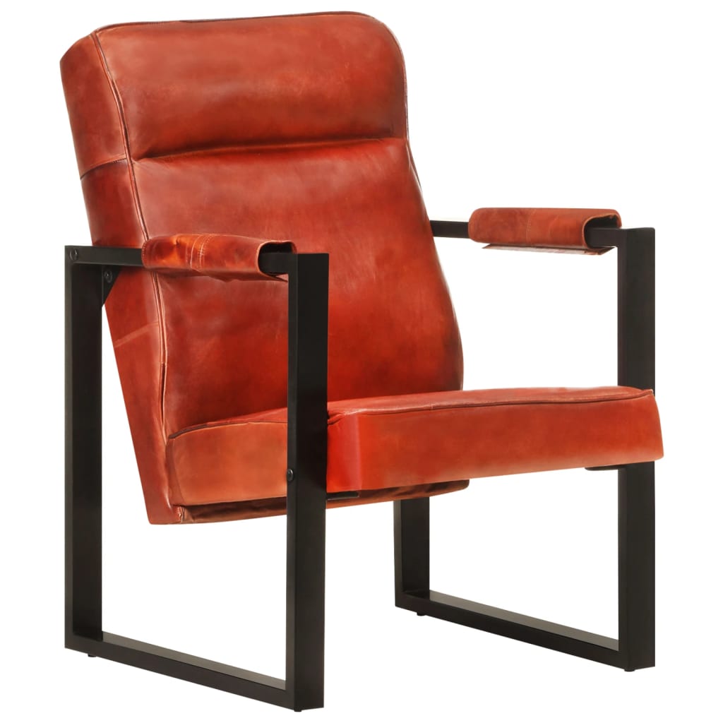 Sessel 60x75x90 cm Dunkelbraun Echtes Ziegenleder