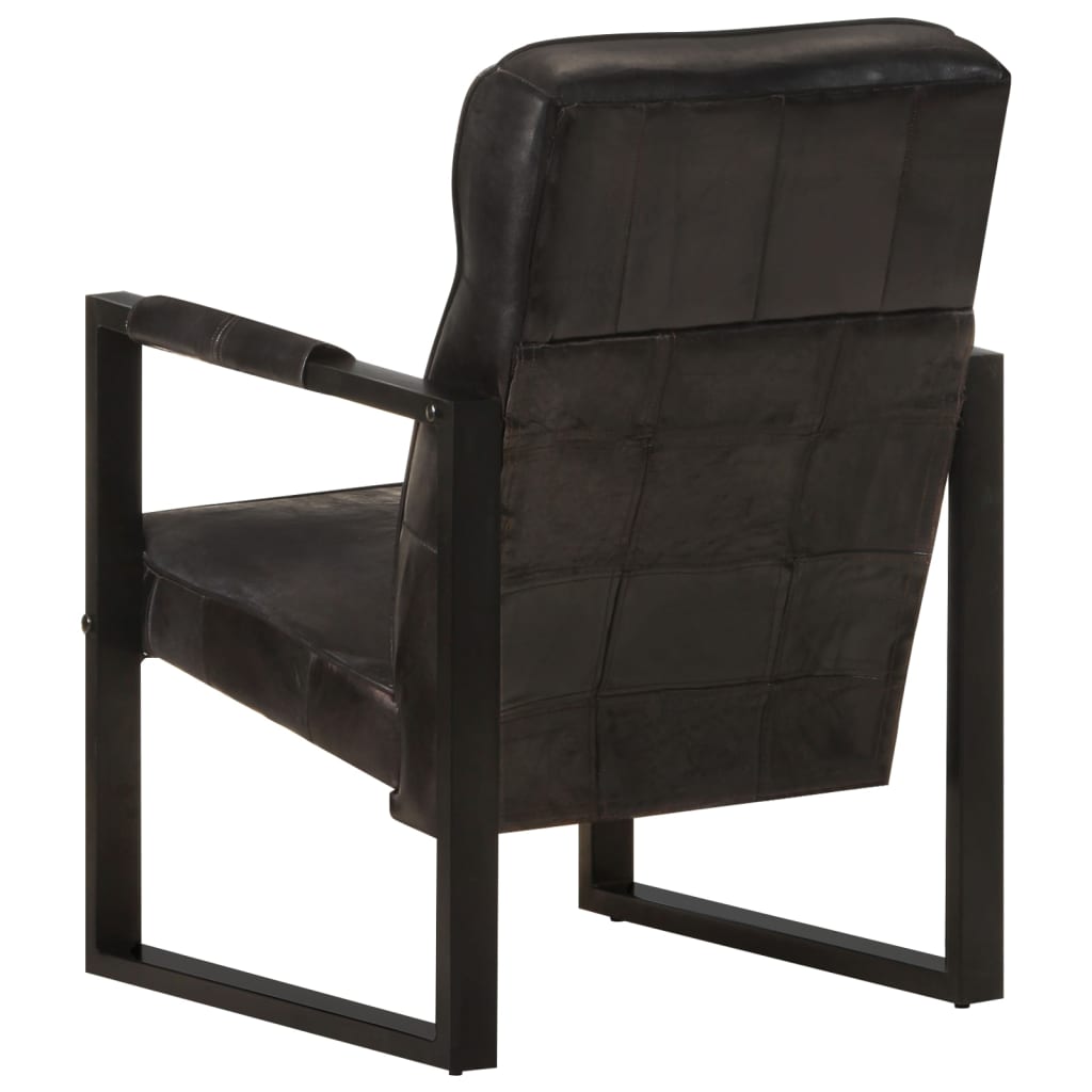 Sessel 60x75x90 cm Schwarz Echtes Ziegenleder