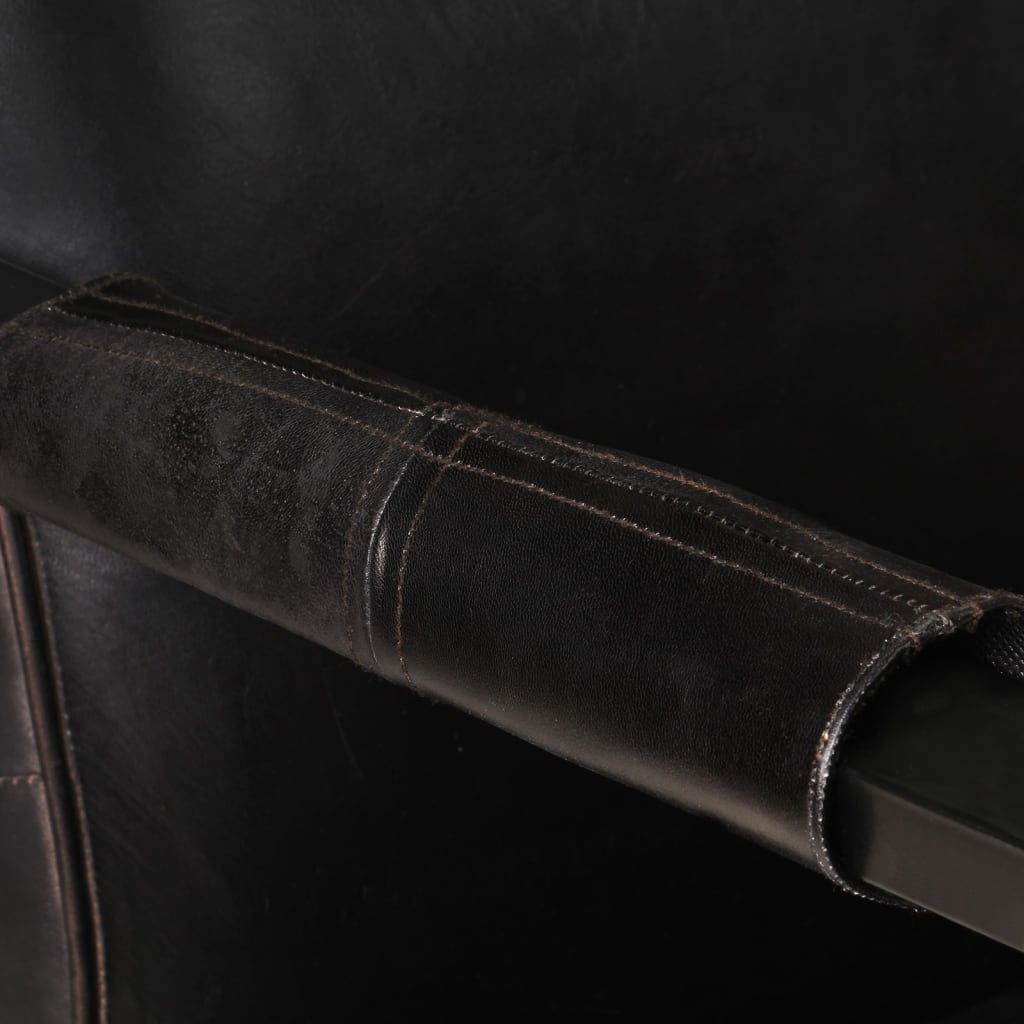 Sessel 60x75x90 cm Schwarz Echtes Ziegenleder