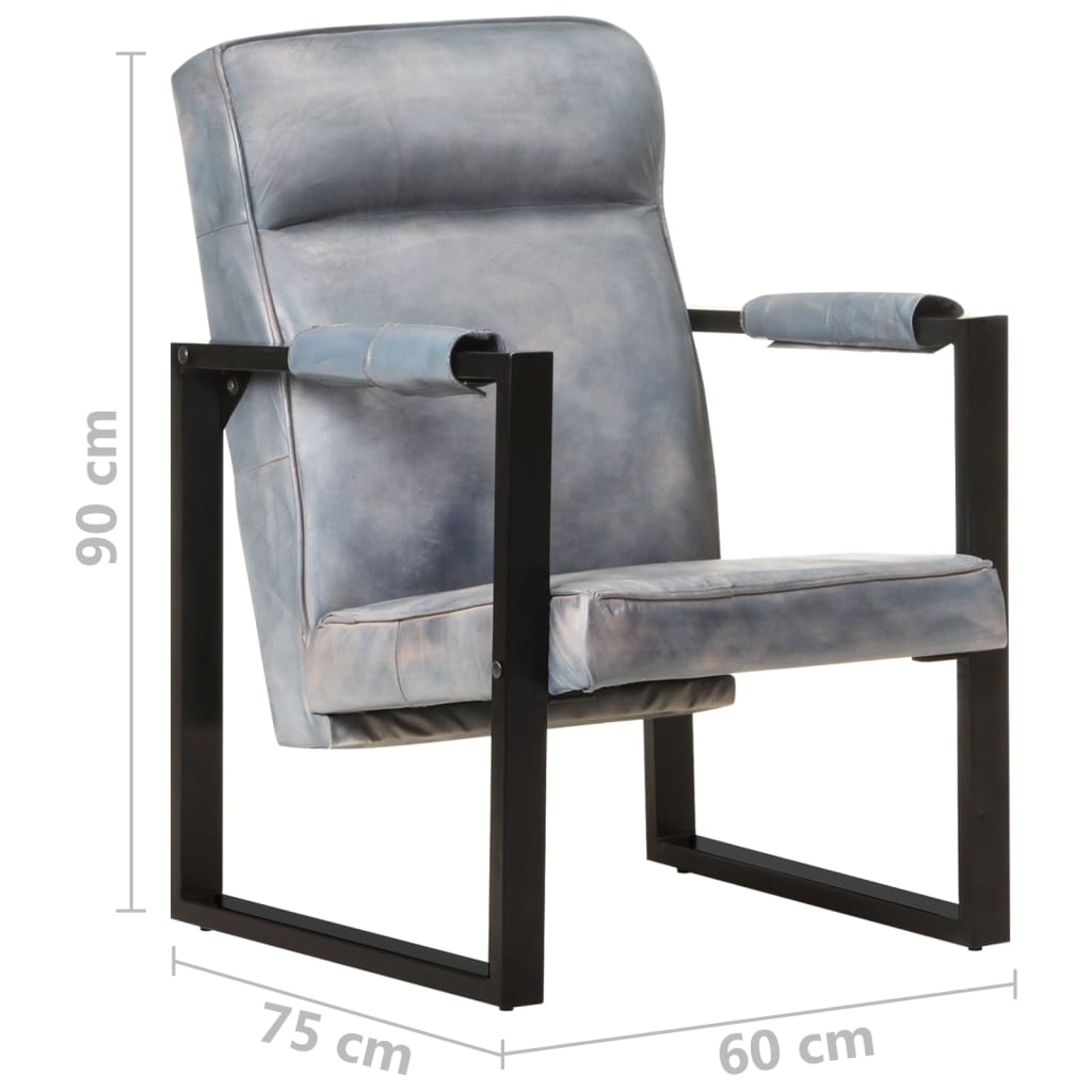 Sessel 60x75x90 cm Grau Echtes Ziegenleder