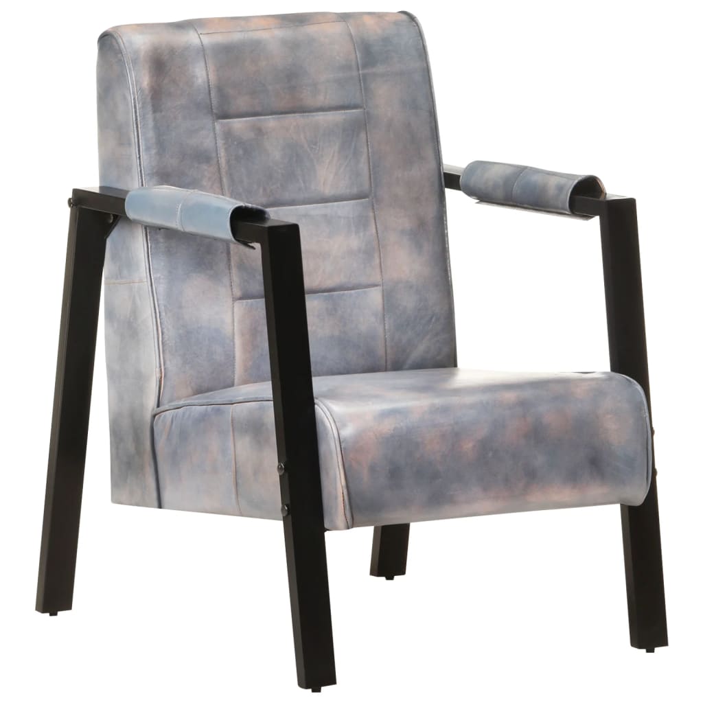 Sessel 60x80x87 cm Grau Echtes Ziegenleder