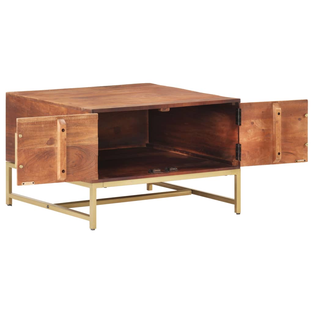 Table basse en bois d'acacia massif marron miel 67x67x45 cm