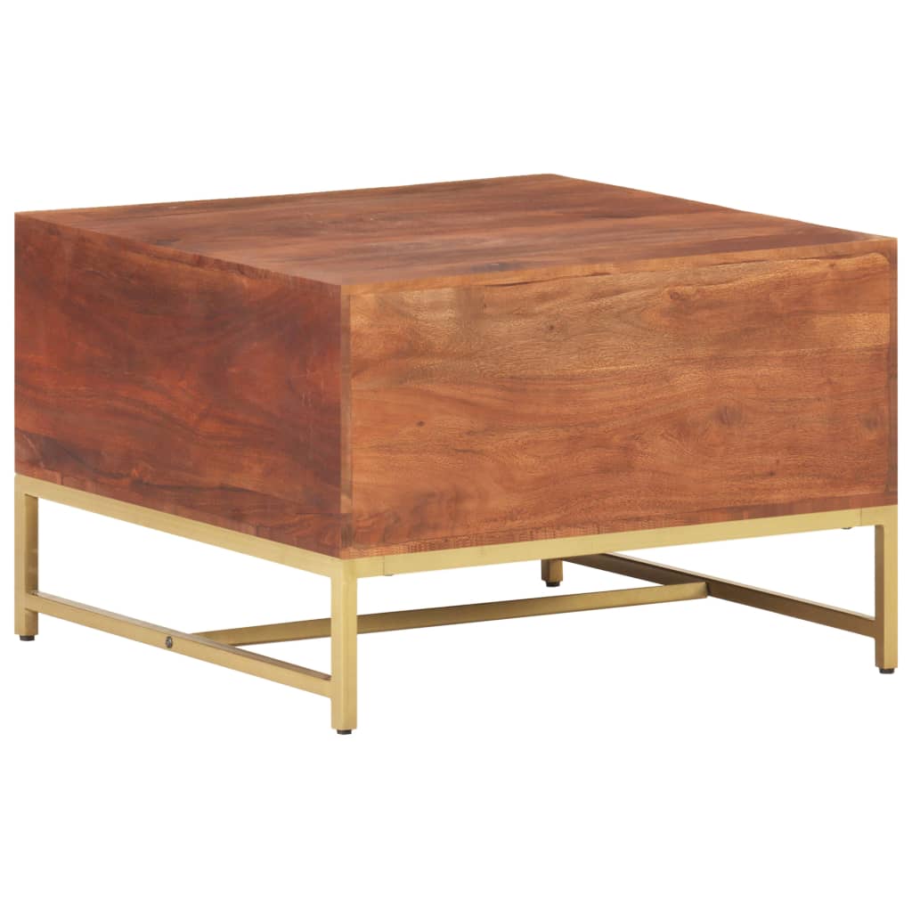 Table basse en bois d'acacia massif marron miel 67x67x45 cm