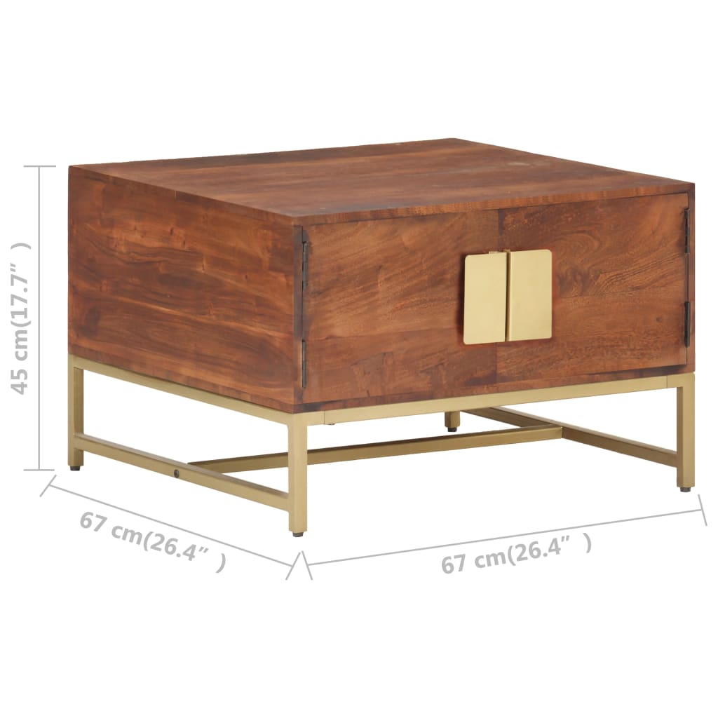 Table basse en bois d'acacia massif marron miel 67x67x45 cm