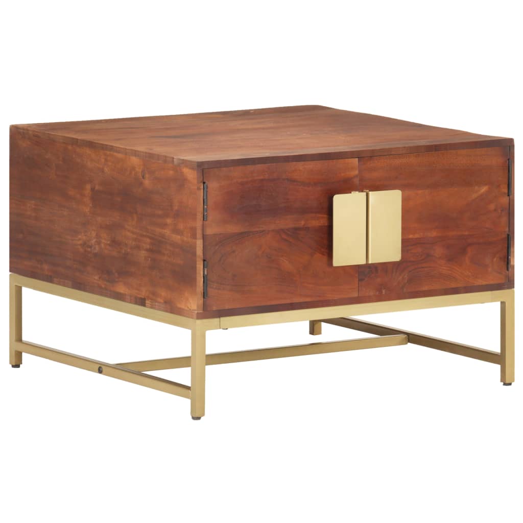 Table basse en bois d'acacia massif marron miel 67x67x45 cm