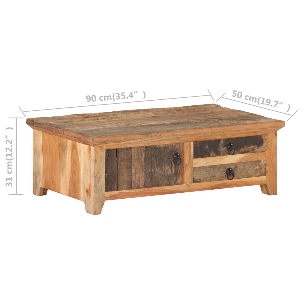 Table basse 90x50x31 cm Bois massif recyclé