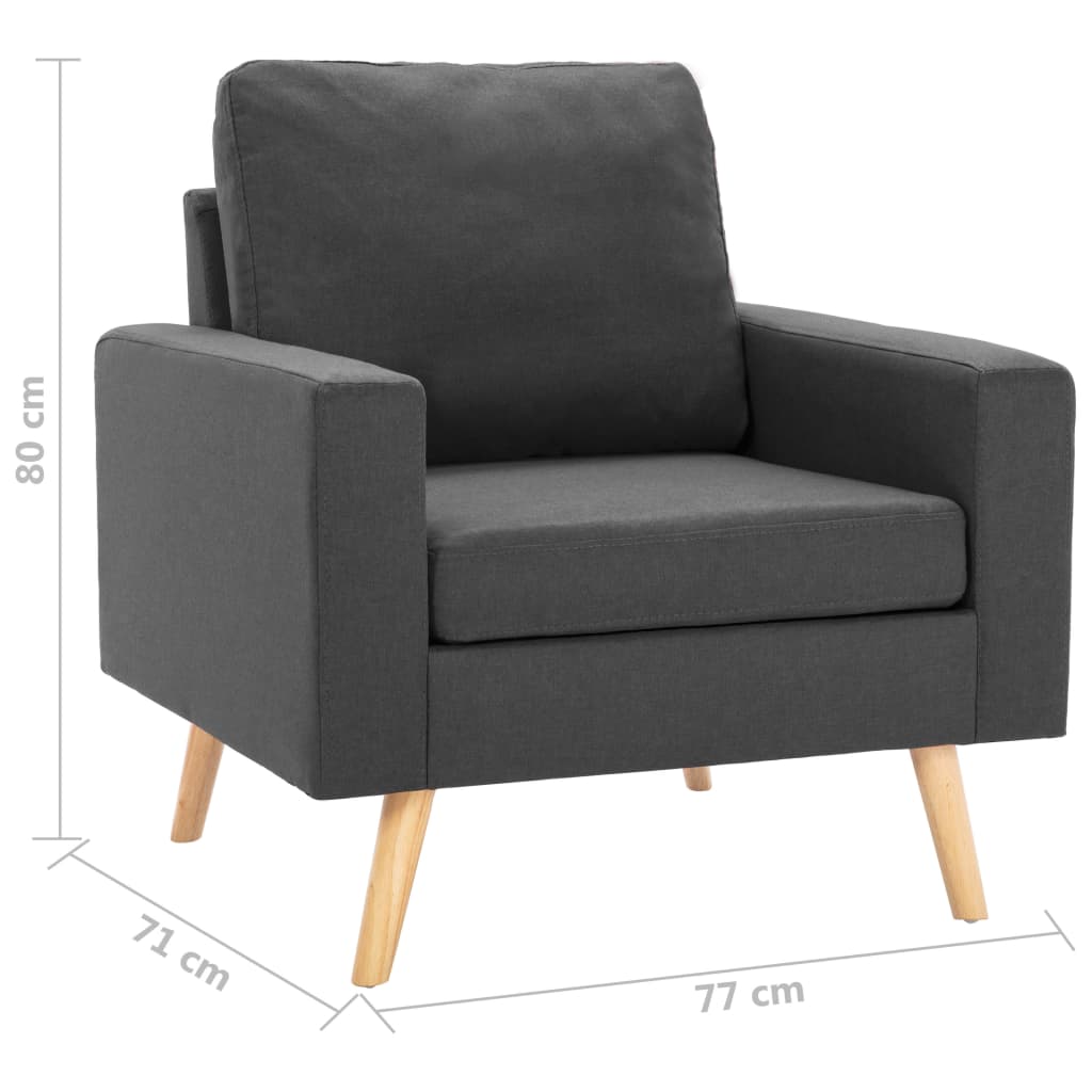 Ensemble de canapé 2 pièces en tissu gris foncé