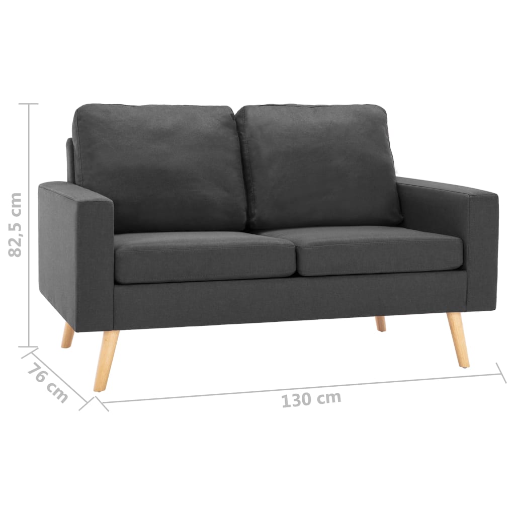 Ensemble de canapé 2 pièces en tissu gris foncé