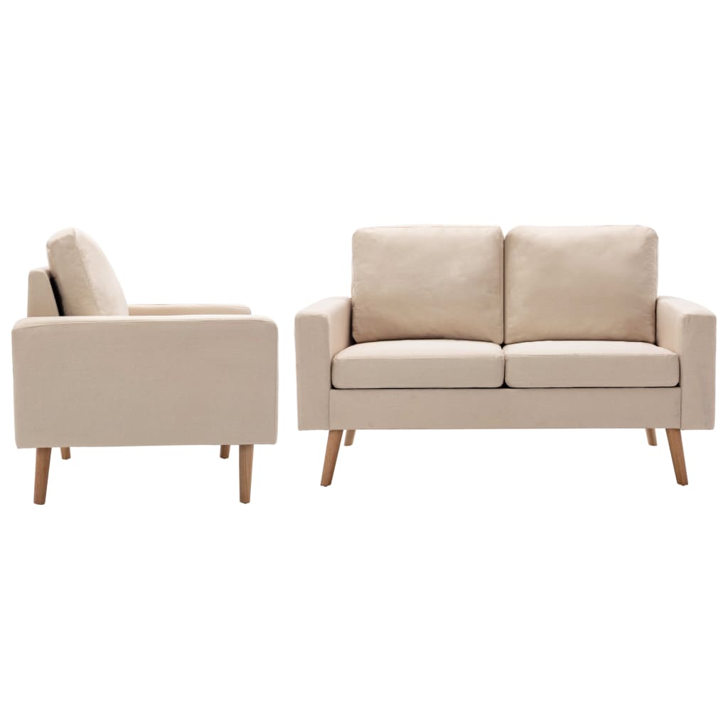 Ensemble de canapé 2 pièces en tissu crème