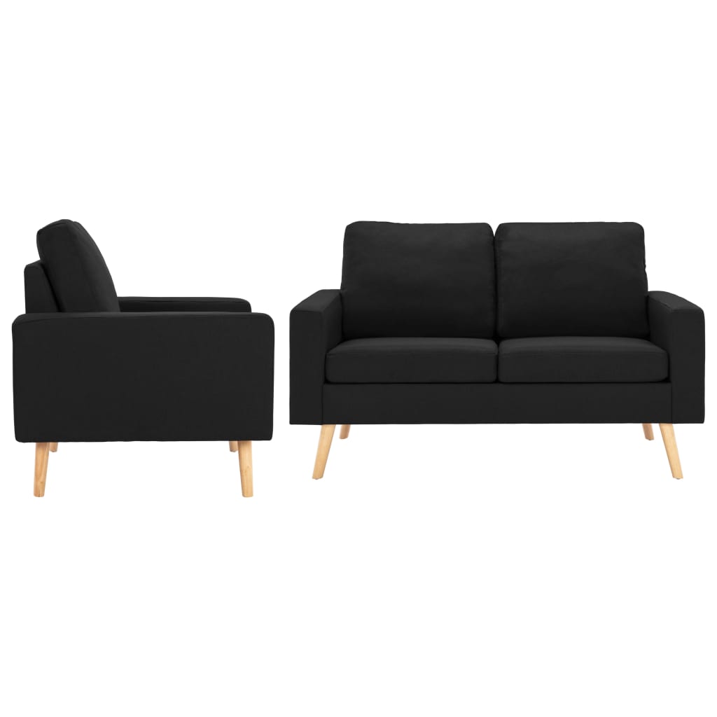 Ensemble de canapé 2 pièces en tissu noir