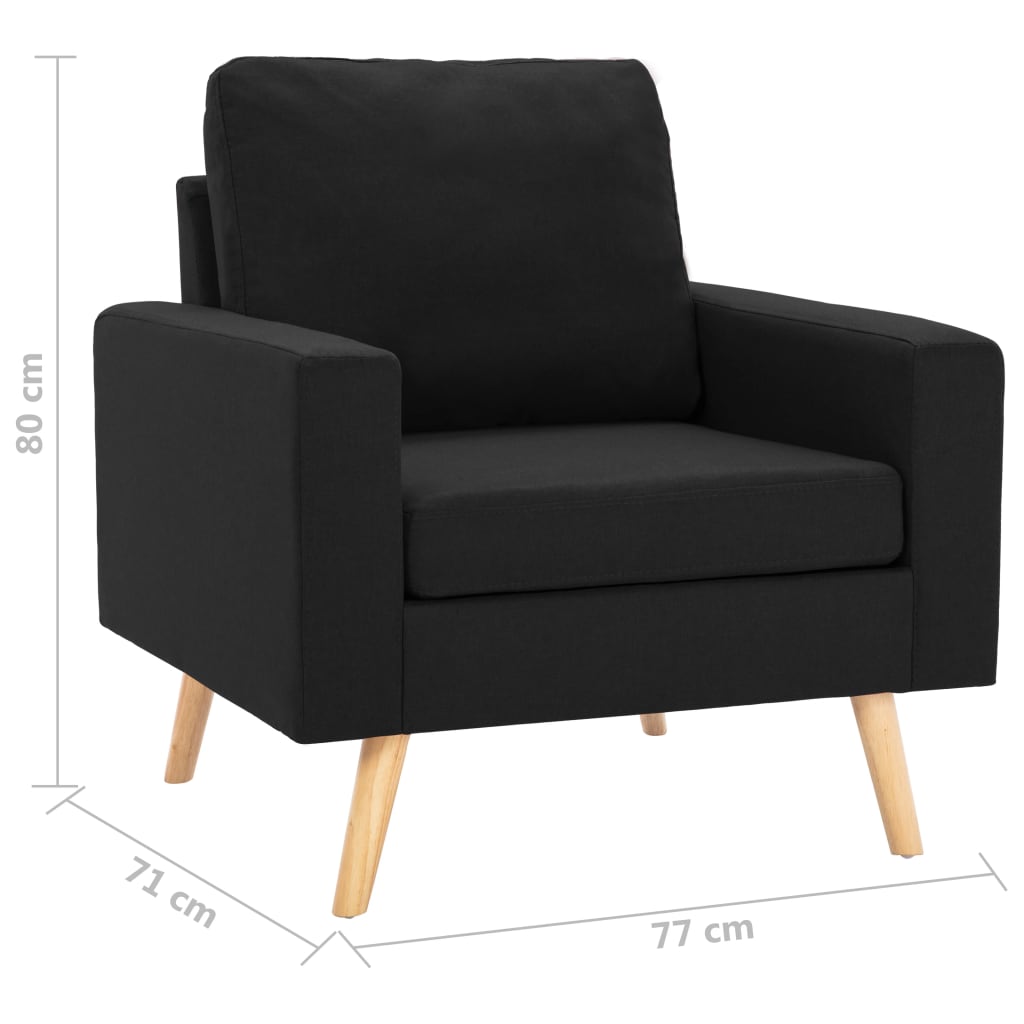 Ensemble de canapé 2 pièces en tissu noir
