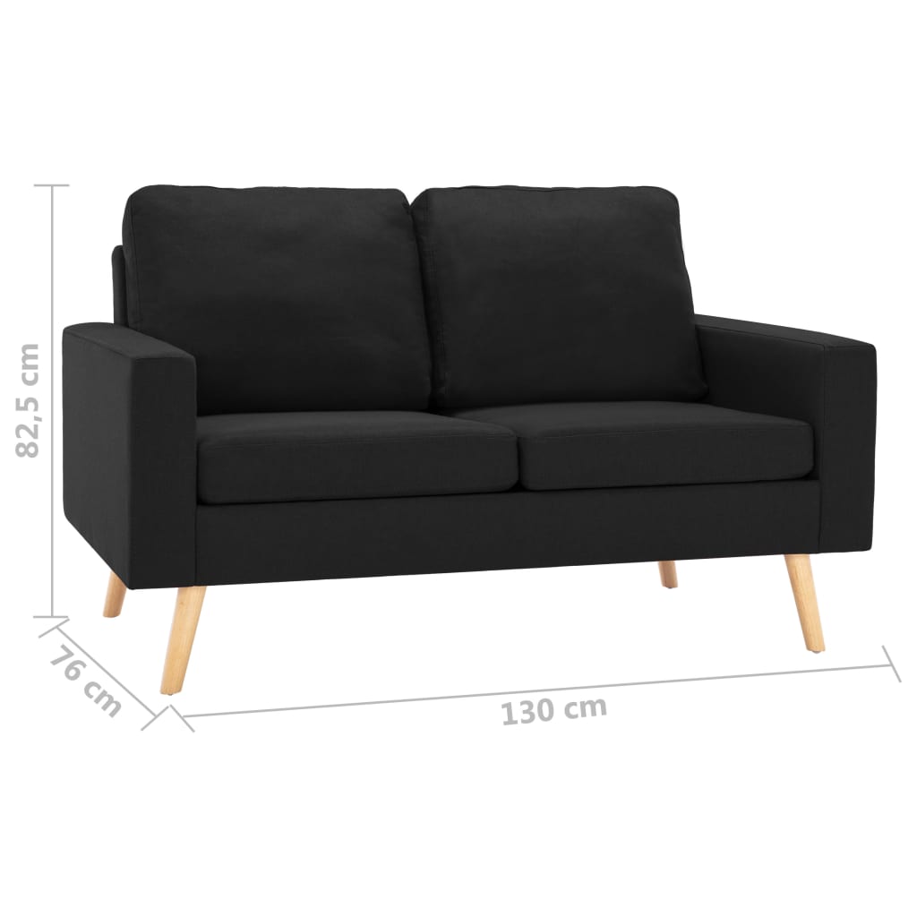 Ensemble de canapé 2 pièces en tissu noir