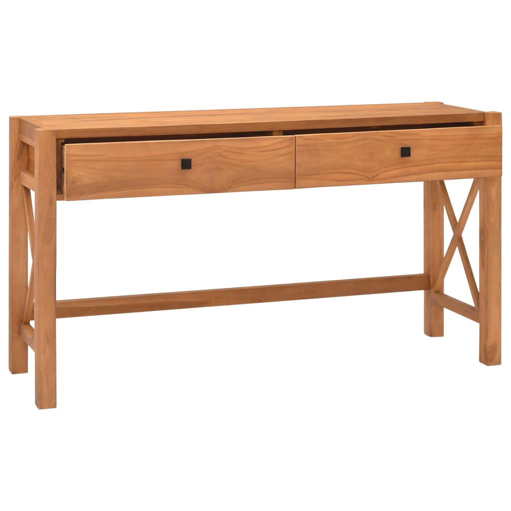 Bureau avec 2 tiroirs 140x40x75 cm en bois de teck
