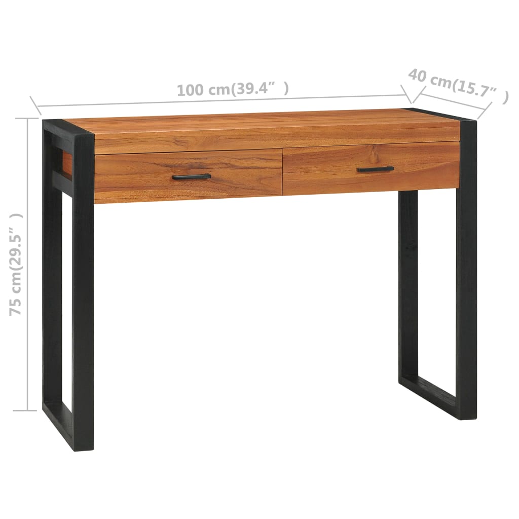 Bureau avec 2 tiroirs 100x40x75 cm en bois de teck